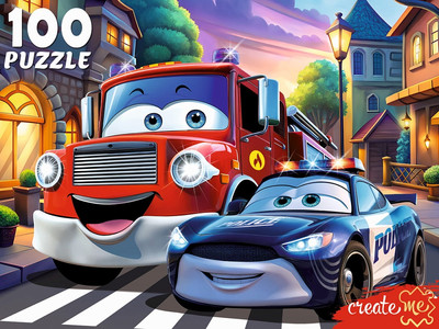 Пазл РЫЖИЙ КОТ Пожарная и полицейская машины / УК100-0236 (100эл)