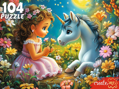 Пазл РЫЖИЙ КОТ Маленькая принцесса и единорог / УК104-6615 (104эл)