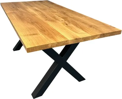 Обеденный стол Iva-Wood 130x80 Натуральный дуб (край прямой, подстолье металл Х-обр.)