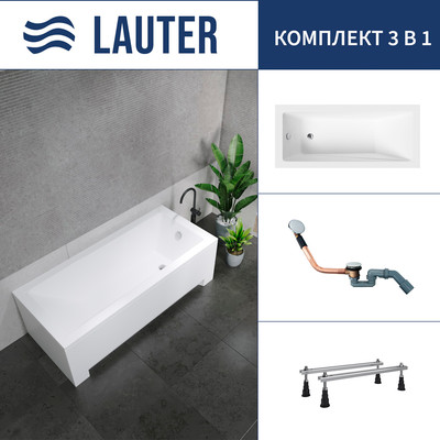 Ванна акриловая Lauter Estelle 180 / 21206080 (с ножками и сифоном 21Y11030 хром)