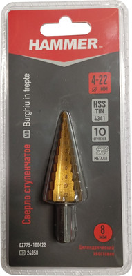 Сверло Hammer HSS-TiN 4-22мм / 02775-100422