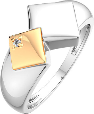 Кольцо из серебра ZORKA 02D0012.G14K.ZZ (р.19, с бриллиантом и золотой вставкой)