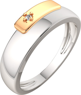 Кольцо из серебра ZORKA 02D0050.G14K (р.17.5, с бриллиантом и золотой вставкой)