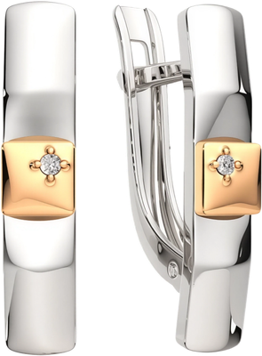 Серьги из серебра ZORKA 03D0060.G14K (с золотой вставкой и бриллиантами)