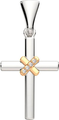 Крестик из серебра ZORKA 04D0008.G14K.REL (с золотой вставкой и бриллиантом)