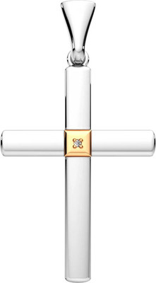 Крестик из серебра ZORKA 04D0011.G14K (с золотой вставкой и бриллиантом)