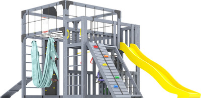 Игровой комплекс Савушка Куб–3 с гамаком для йоги / С-КУБ-03-С-ГМК (серый)