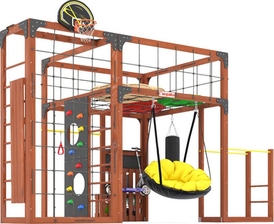 Игровой комплекс Савушка Куб–2 с подушками / С-КУБ-02-МХГ-ПДШ (махагон)