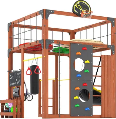 Игровой комплекс Савушка Куб–1 с подушками / С-КУБ-01-МХГ-ПДШ (махагон)