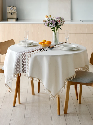 Скатерть Home One Linen Twigs 140x140 / 436214 (бежевый)