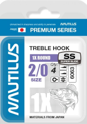 Набор крючков рыболовных NAUTILUS 1X Round Premium Series 6063SS № 2/0 / 05-00310279 (4шт)