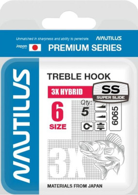 Набор крючков рыболовных NAUTILUS 3X Hybrid Premium Series 6065SS №6 / 05-00310301  (5шт)