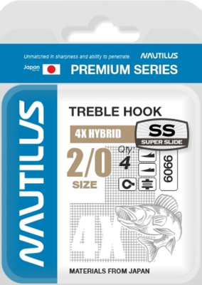 Набор крючков рыболовных NAUTILUS 4X Hybrid Premium Series 6066SS №2/0 / 05-00310305  (4шт)