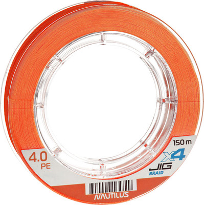 Леска плетеная NAUTILUS X4 Jig Braid Fluoro Orange d-0.24мм 20.1кг 3.5PE / 06-42302632 (150м)