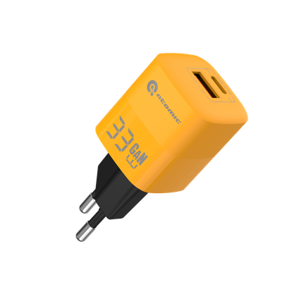 Адаптер питания сетевой Atomic UniQ G331 GAN 33W USB A+C / 10.184 (желтый)