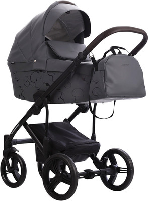 Детская универсальная коляска Bebetto Magnum Light Se Pro 2в1 (07, темно-серая кожа, черная рама)