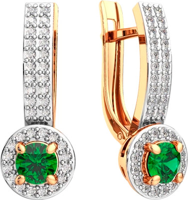 Серьги из розового золота ZORKA 3D20155.14K.R (с бриллиантами и изумрудом)