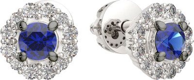Серьги из белого золота ZORKA 3D10168.14K.W (с бриллиантами и сапфиром)
