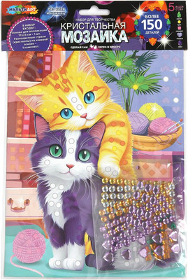 Набор алмазной вышивки MultiArt Кристальная мозаика Котики / CRYST-114759