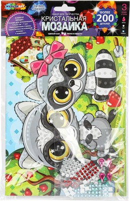 Набор алмазной вышивки MultiArt Кристальная мозаика Еноты / CRYST-114761