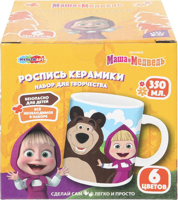 Набор для творчества MultiArt Кружка для росписи Маша и Медведь / MUG-129503