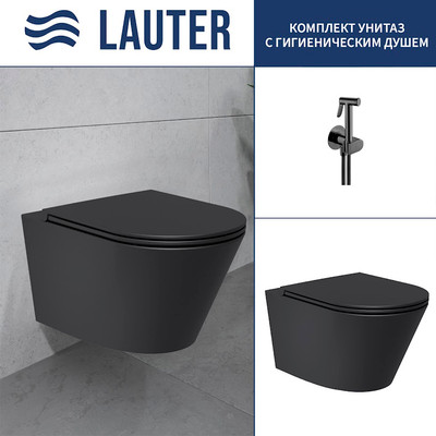 Унитаз подвесной Lauter Longer 2110822B черный + Breez 21GN7072BM