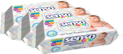 Влажные салфетки детские Senso Baby С клапаном (3x120шт)
