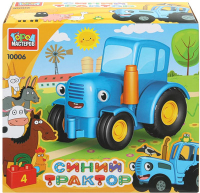 Конструктор Город мастеров Большие кубики: Синий трактор / 10006-GK (4эл)