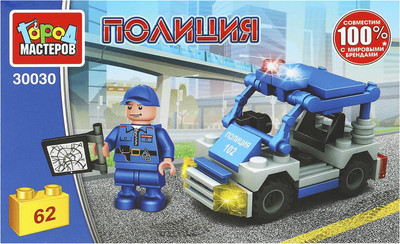 Конструктор Город мастеров Полицейский с машиной / 30030-KK (62эл)