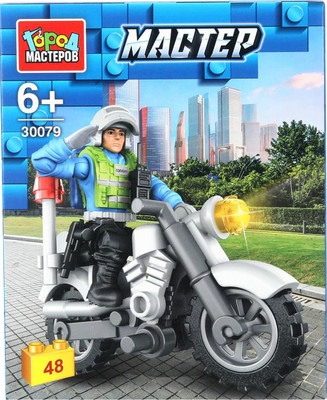 Конструктор Город мастеров Полицейский на мотоцикле / 30079-XJ (48эл)