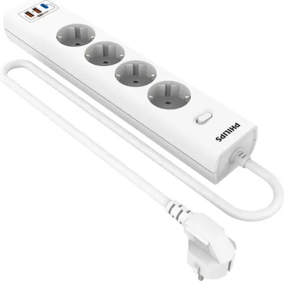 Сетевой фильтр Philips CHP8246WB/51 (3м, 4 розетки, белый)