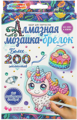 Набор алмазной вышивки MultiArt Брелоки Единорог и пироженое / DIAKEYUNI-126500