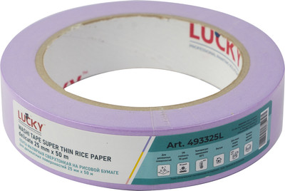 Лента малярная Lucky Tape Сверхтонкая для деликатных поверхностей 25мм / 493325L (50м, фиолетовый)