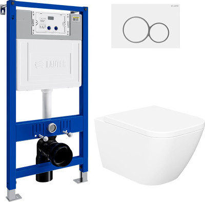 Унитаз подвесной с инсталляцией Lauter Nuremberg 21811 + 21901002 (белый, с кнопкой смыва 219702E белый)
