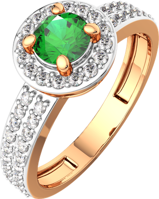 Кольцо из розового золота ZORKA 2D20155.14K.R (р.18.5, с бриллиантом и изумрудом)