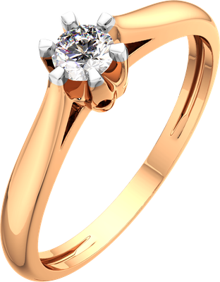 Кольцо из розового золота ZORKA 2D00353.14K.R (р.15.5, с бриллиантом)