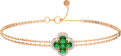 Браслет из розового золота ZORKA 6D2098.14K.R (18см, с бриллиантом и изумрудом)