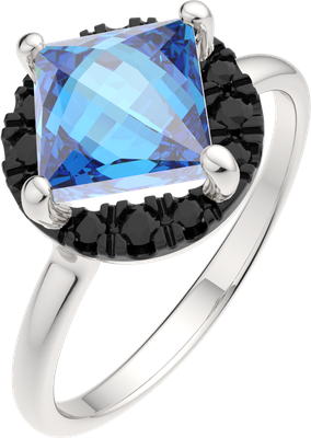 Кольцо из белого золота ZORKA 2D4193.14K.W (р.16.5, с бриллиантом и топазом)