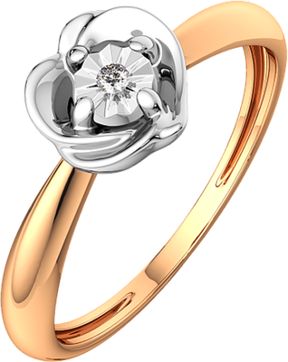 Кольцо помолвочное из комбинированного золота ZORKA 2D00184.14K.B (р.17, с бриллиантом)