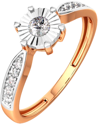 Кольцо помолвочное из комбинированного золота ZORKA 2D00130.14K.B (р.15.5, с бриллиантом)