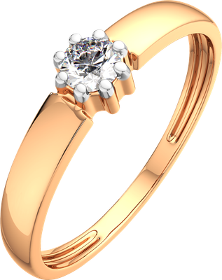 Кольцо помолвочное из розового золота ZORKA 2101220.14K.R.ZZ (р.17.5, с фианитом)