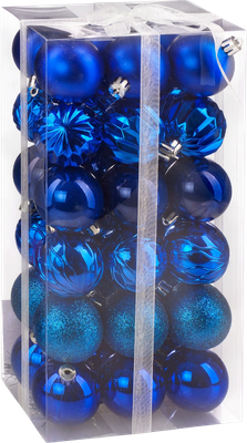 Набор шаров новогодних Ausini B8145BL (синий, 36шт)