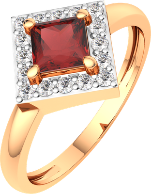 Кольцо из розового золота ZORKA 2S5064.14K.R.ZZ (р.17.5, с гранатом и фианитами)