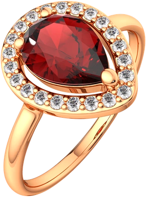 Кольцо из розового золота ZORKA 2S50126.14K.R (р.18, с гранатом и фианитами)
