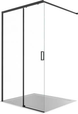 Душевая стенка Aquatek Walk in с держателем 120x200 / AQ.WISL.120.1BL (черный/прозрачное стекло)