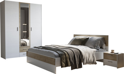 Комплект мебели для спальни Евва Венеция 3 ВН-1.3 (бодега белый/гикори кингстон)