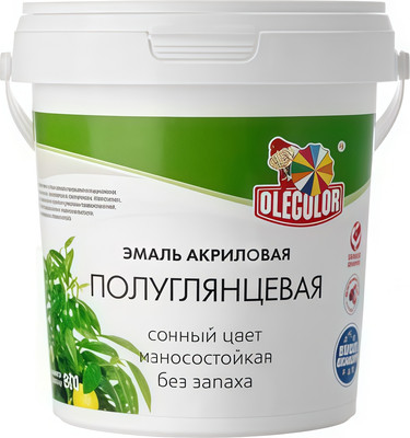 Эмаль Olecolor Акриловая универсальная полуглянцевая (900г, белый)
