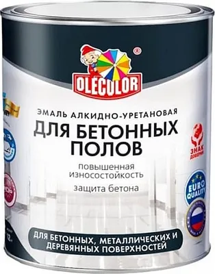 Эмаль Olecolor Для бетонных полов алкидно-уретановая (2.5кг, серый)