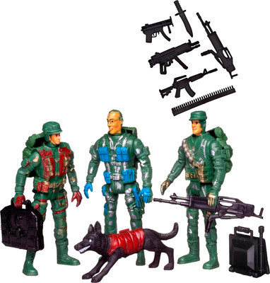 Набор фигурок игровых Abtoys Три солдата с собакой / PT-01794