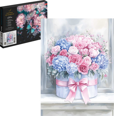 Картина по номерам Феникс+ Букет с розовым бантом / 71249